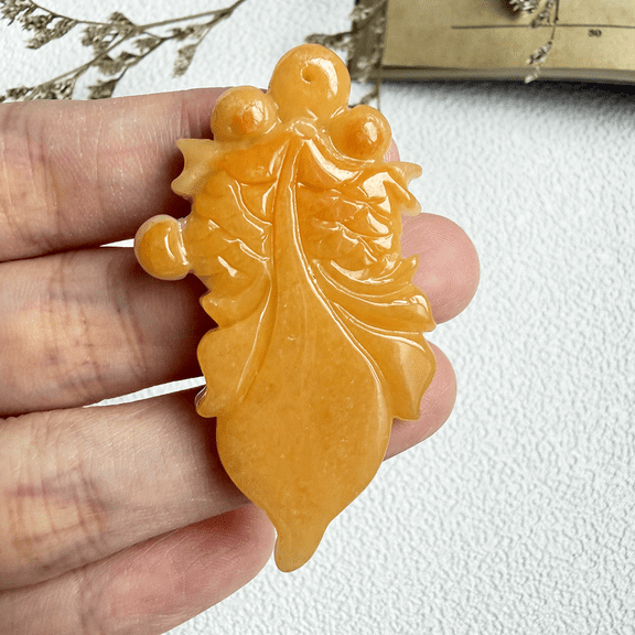 Certified Yellow Green Natural A Jade jadeite Necklace Pendant Gold Fish 100535