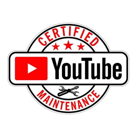 Certified Youtube Maintenance Vinyl Sticker Decal (3.375" x 9") | Peel & Stick | Funny, Humor, Gift, Repairs, Mechanic, Fix It, Repairman