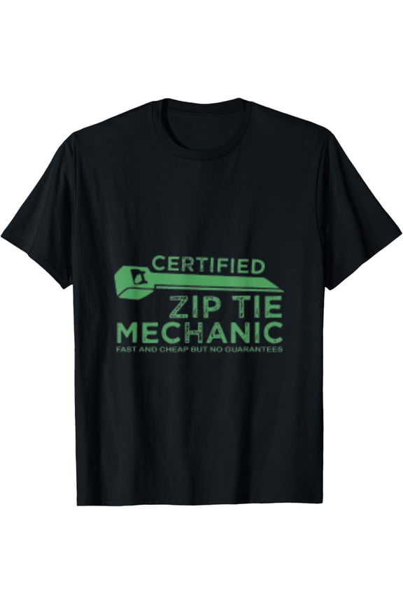 Certified Zip Tie Mechanic Technical Wrench Graphic T-Shirt