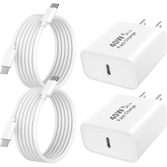 [Certified] iPhone 17 Fast Charger  2 Pack 40W iPhone Charger USB C Block with 6FT Type C Charging Cable Cord Compatible with iPhone 17/Air/17 Pro/17 Pro Max/16/15/16/15 Pro Max