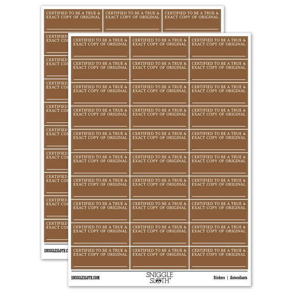 Certified to Be a True and Exact Copy of Original Sticker Set - Brown - Gloss Finish - 1.75" Medium
