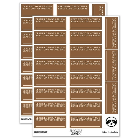 Certified to Be a True and Exact Copy of Original Sticker Set - Brown - Matte Finish - 2.00" Large