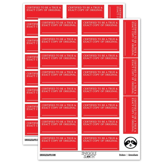 Certified to Be a True and Exact Copy of Original Sticker Set - Red - Gloss Finish - 2.00" Large