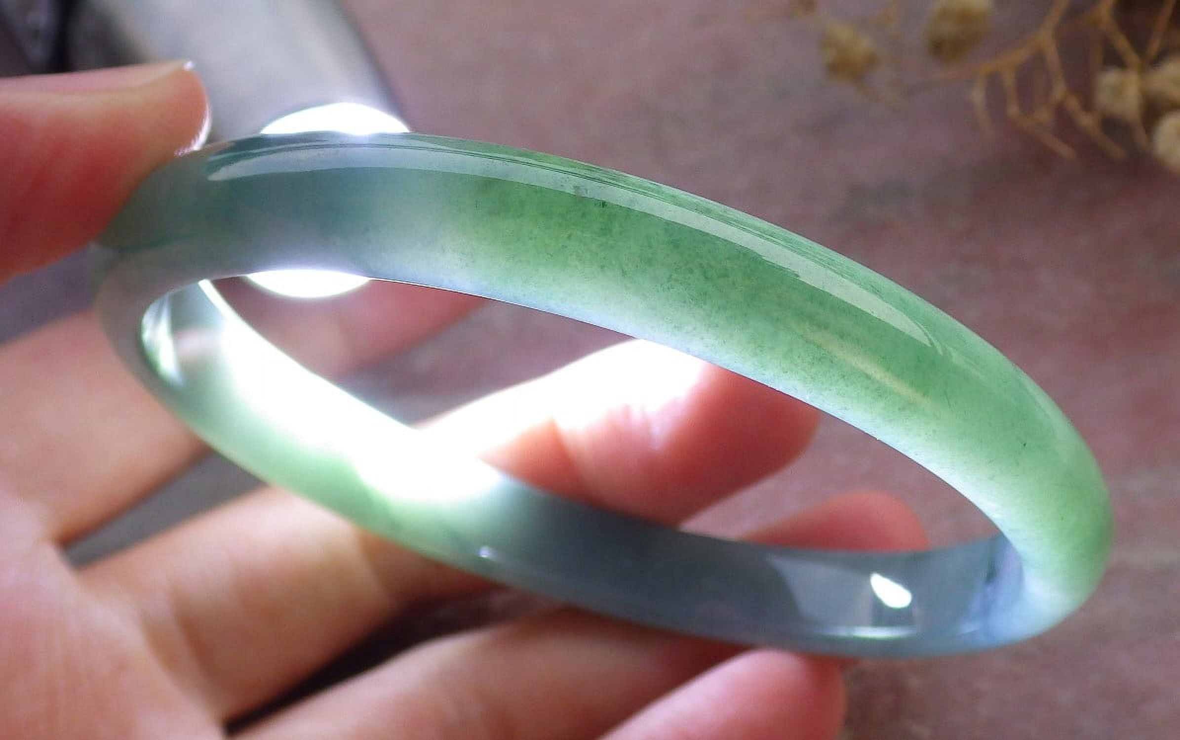 Certifien Icy Green Burma 100% Natural A JADE Jadeite Bangle Bracelet 62 mm 661308 TN