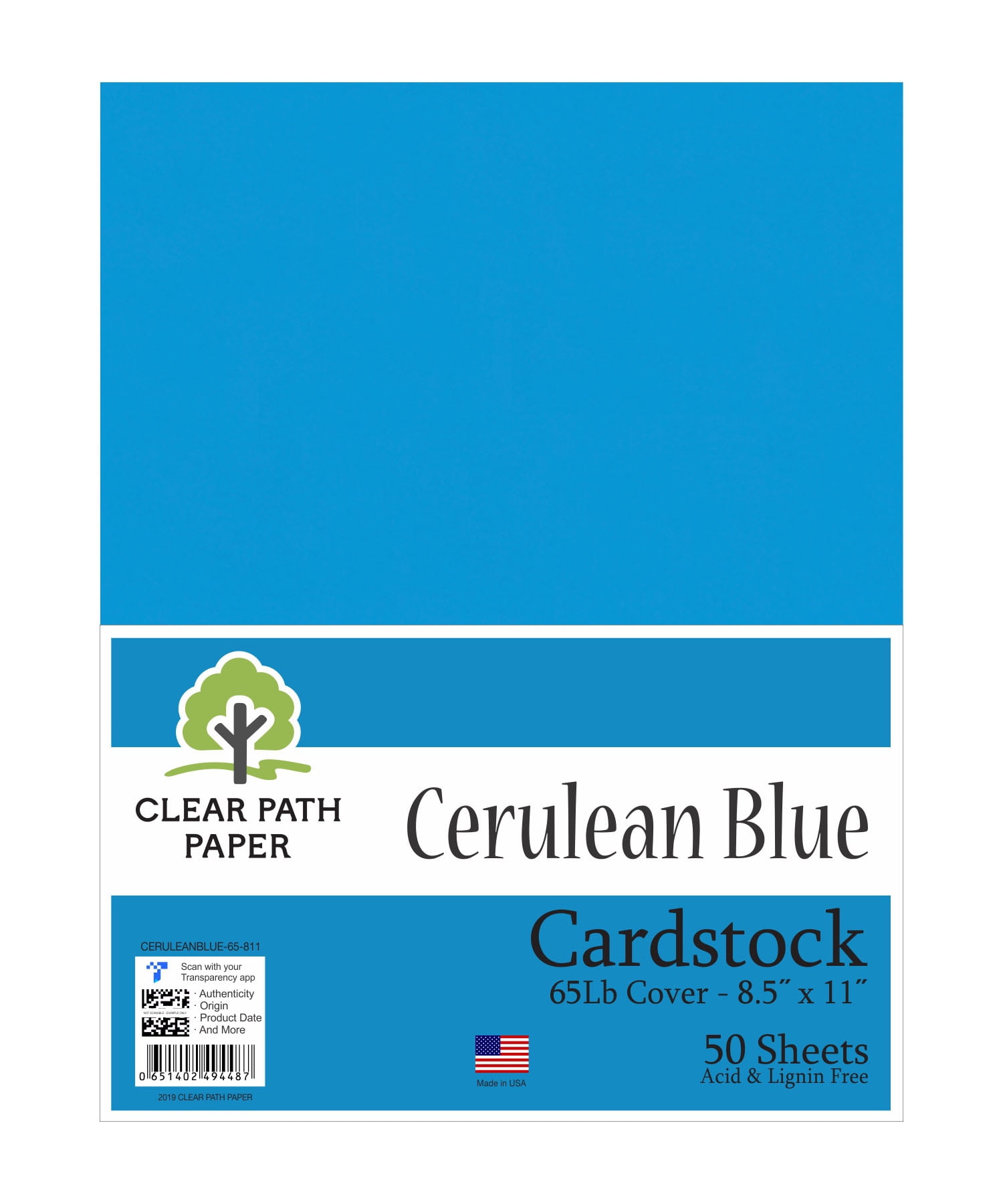 Cerulean Blue Cardstock - 8.5 x 11 inch - 65Lb Cover - 50 Sheets