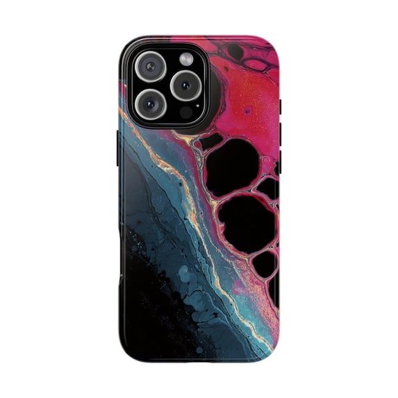 Cerulean Pink Abstract Liquid Black Art Phone Case for 11 12 13 14 15 ...