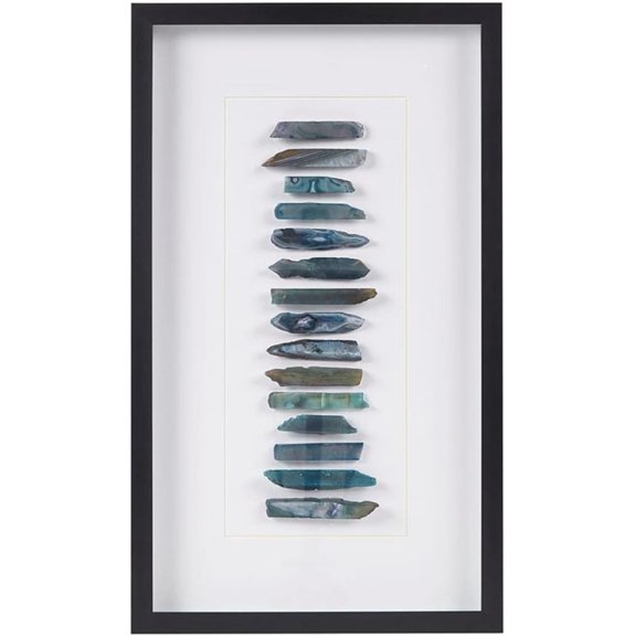Cerulean Stones Wall Dcor Natural Agate, Glass Framed Art for Living Room Entryway Home Accent, Ready to Hang Bedroom Decoration, 13.78" W x 23.62" H, Blue