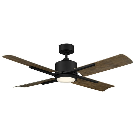 Cervantes Indoor and Outdoor 4-Blade Smart Ceiling Fan 56in Matte Black/Barn Wood with 3000K LED Light Kit and Remote Control