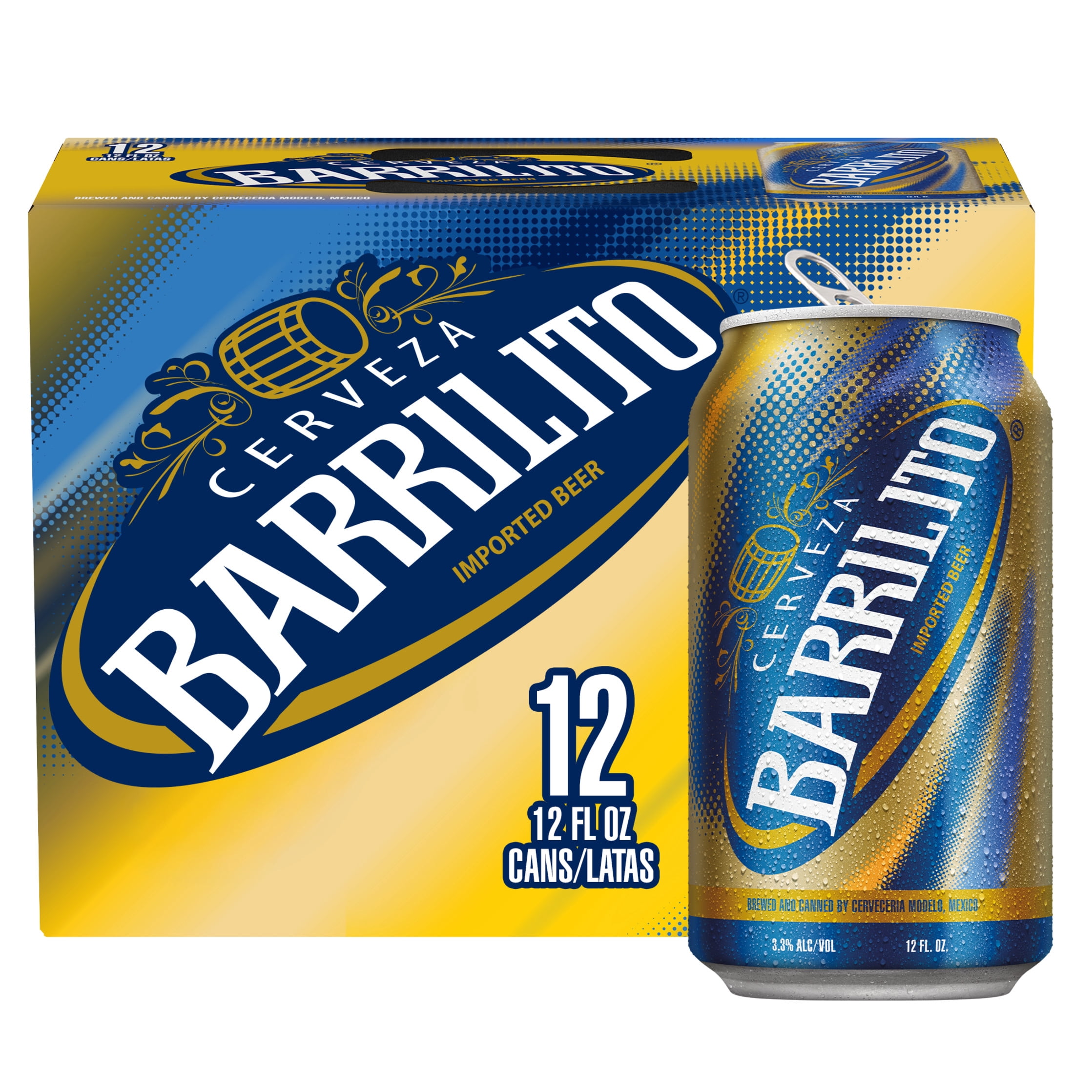 Barrilito Cerveza Mexican Import Beer, 12 pack of 12 fl. oz. cans, 3.3% ABV