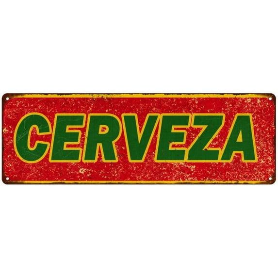 Cerveza Vintage Look Restaurant food Metal Sign 6x18 206180067001