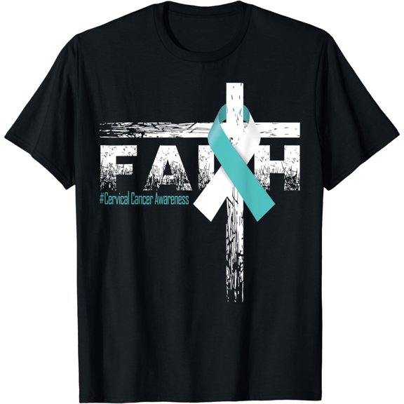 Cervical Cancer Awareness Christian Faith & Cross T-Shirt