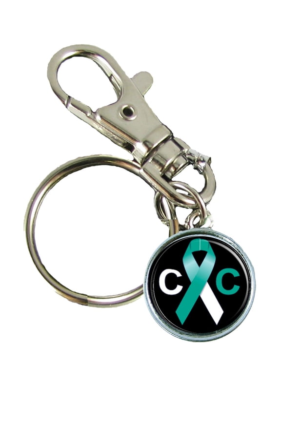 Cervical Cancer Awareness Keychain Support Silver Plated Jewelry Key Chain