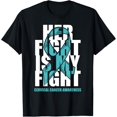 thumbnail image 1 of Cervical Cancer Awareness Month Teal Ribbon Her Fight Gift T-ShirtMen's and women's gift, black and white T-shirt, size: Extra large S-4XL, 1 of 4