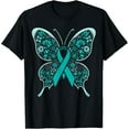 thumbnail image 1 of Cervical Cancer Awareness Teal Butterfly Ribbon T-Shirt, 1 of 4
