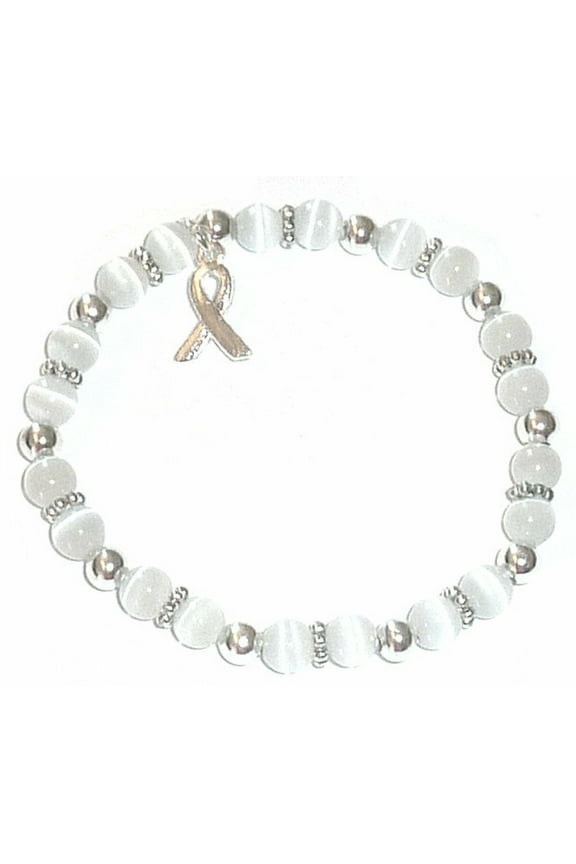 Cervical Cancer Bracelet - Bone Cancer Bracelet- Stretch White Cancer Awareness Bracelets - Fits Adults, Packaged
