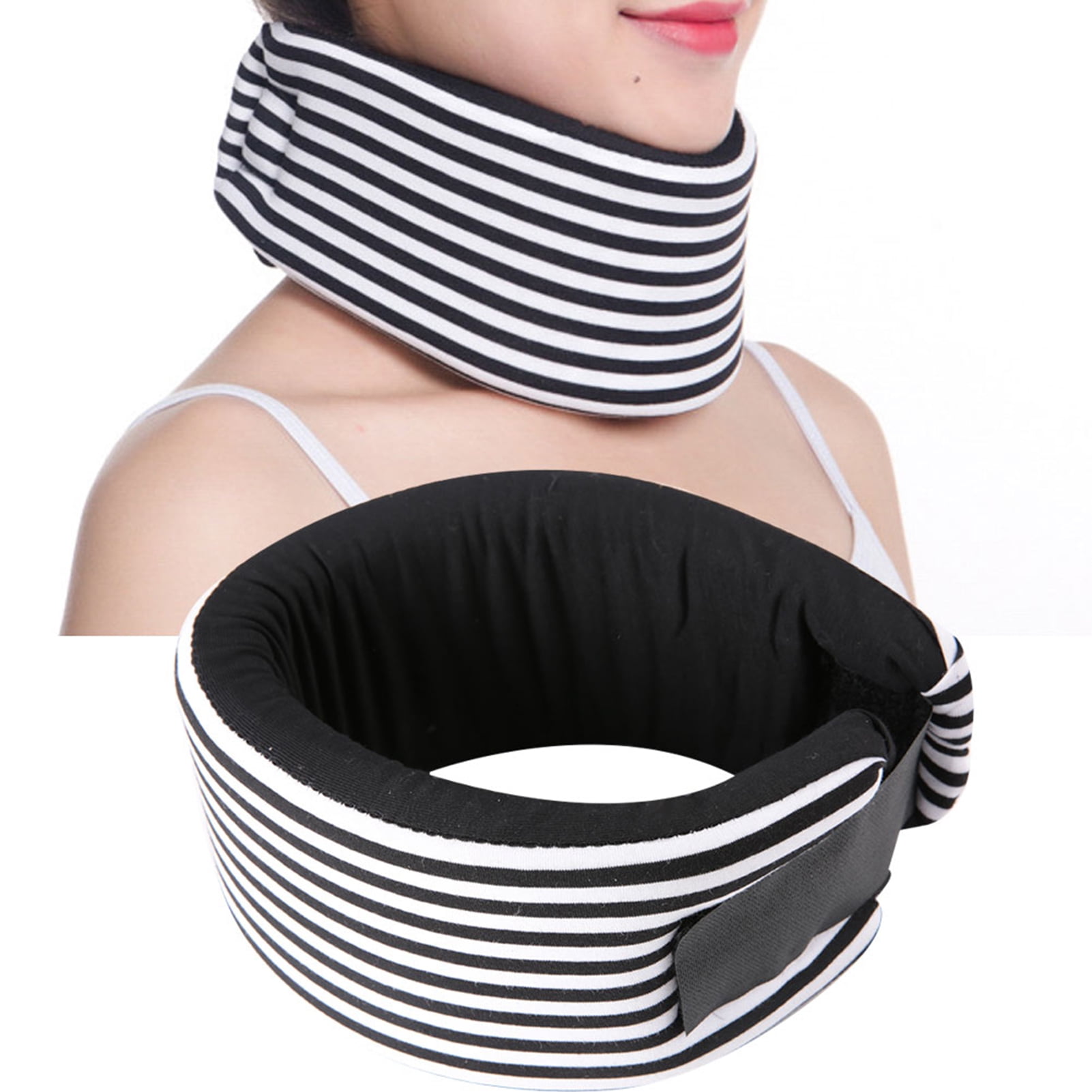 Cervical Collar, Neck Brace, Ergonomic Design Black & White Relieves Pain Migraines Headache For