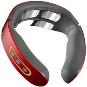 Cervical Massage Instrument, Home 4 Wireless Smart Shoulder and Neck Massager, Electromagnetic Pulse Vibration Kneading Neck Care Therapy( Red hot)