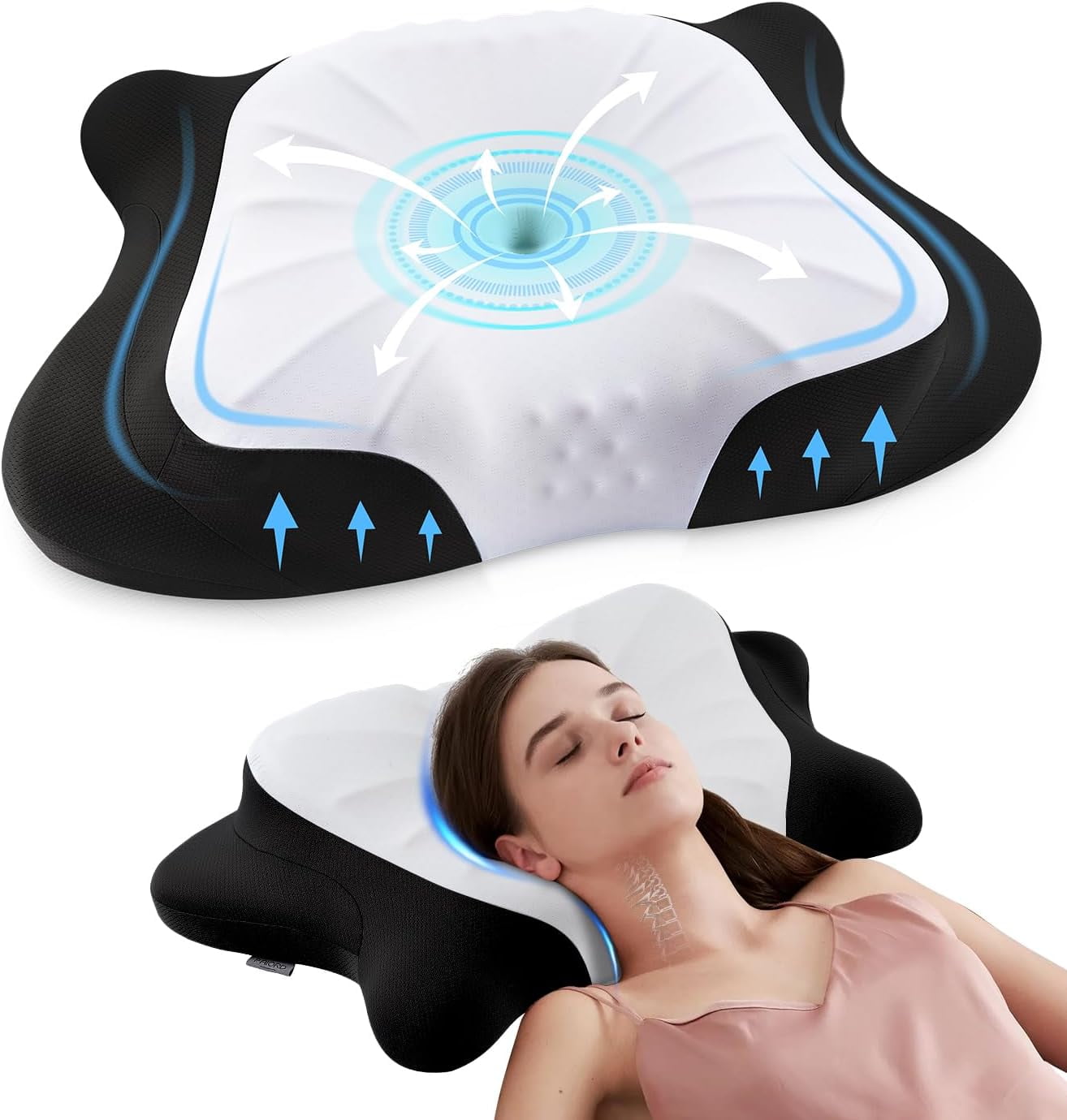Cervical Memory Foam Contour Pillows for Neck and Shoulder Pain, Adjustable Support Side Sleeper
