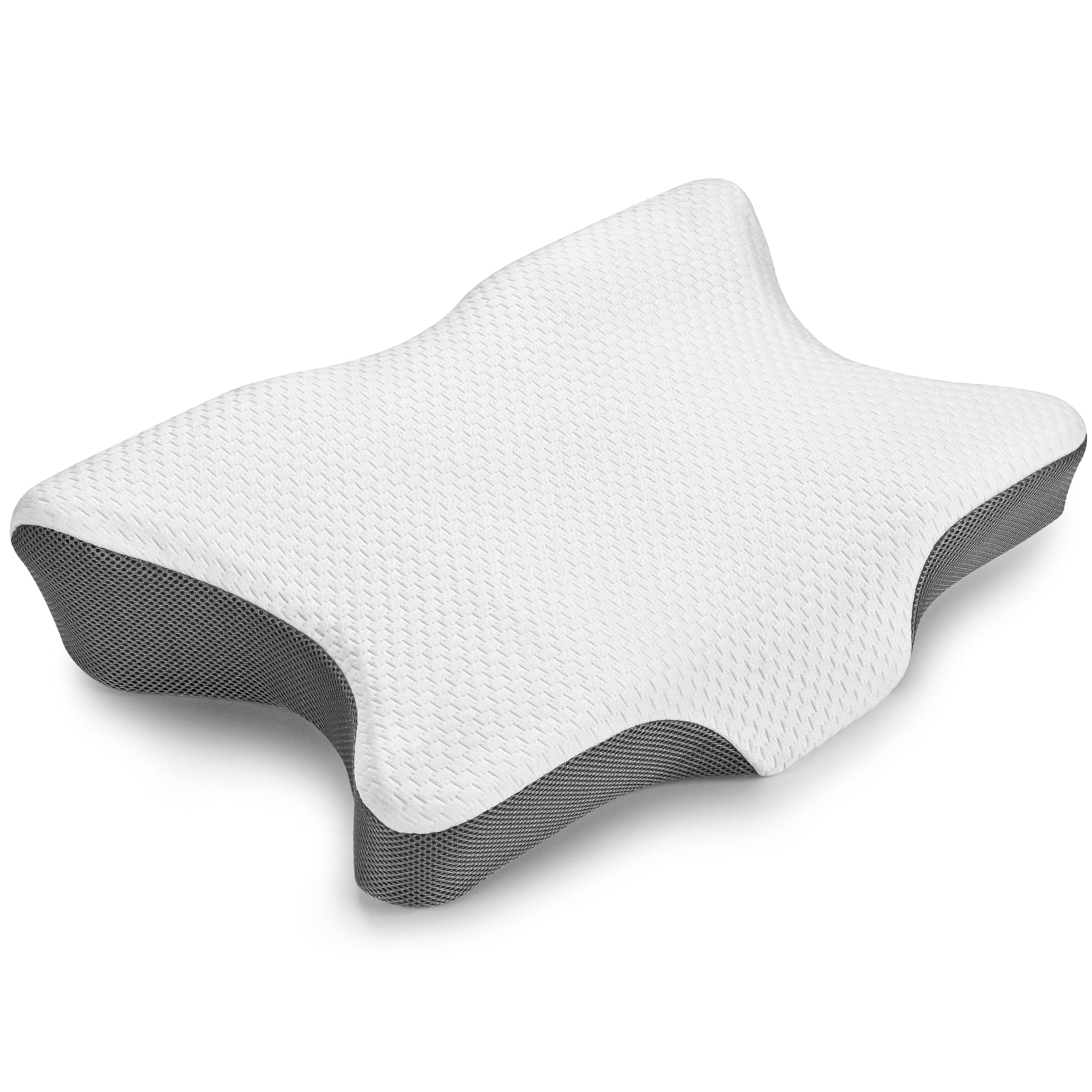 Ergonomic White and Gray Memory Foam Cervical Pillow