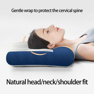 Cervical Memory Foam Pillow for Neck Pain Relief Ergonomic Side Sleeper Pillow with Contoured Design, Comfortable Support for Adults for All Sleeping Positions,19.69x11.8in Blue