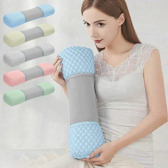 Neck Support Pillow Bolster | Memory Foam Cervical Pillow for Lumbar Support | Ergonomic Contour Design | Removable Washable Breathable Cover | 19.6x4.7x3.9 in | 1 Pack | Back & Side Sleeper
