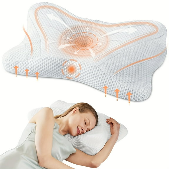 Cervical Neck Pillow, Ergonomic Contour Neck Pillows, Memory Foam Orthopedic Bed Pillow For Side Back Stomach Sleeper, Neck Pillow With Cooling Pillowcase