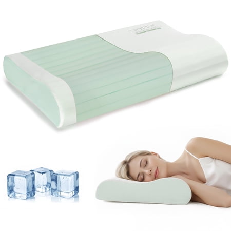 Cervical Neck Pillow for Neck Pain Relief, Cooling Contour Memory Foam Pillows, Support Ergonomic Pillows for Sleeping Side,Back & Stomach Sleepers, Medium Soft