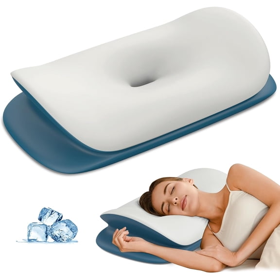 Cervical Neck Pillow for Pain Relief - Ergonomic Memory Foam Contour Pillows for Side, Back & Stomach Sleepers, Cervical Pillow for Neck Support Sleeping with Breathable Cover