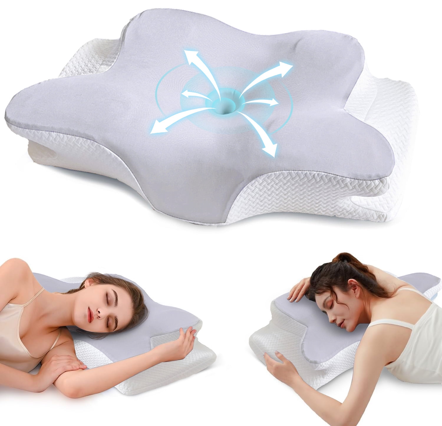 Cervical Pillow for Neck Pain Relief - Ergonomic Contour Memory Foam ...
