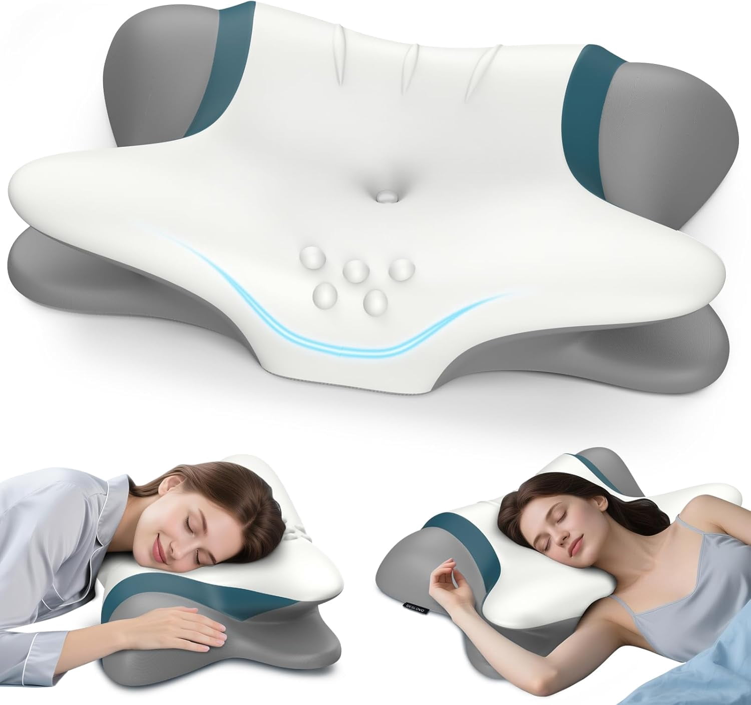 2 Pack Memory Foam Neck Roll Pillows - Cervical Support For Pain Relief & Better Sleep