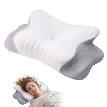 Behome Cervical Pillow for Neck Pain Relief, Ergonomic Contour Memory Foam Pillows with Cooling Case, Neck Support Pillow for Side Back Stomach Sleeper
