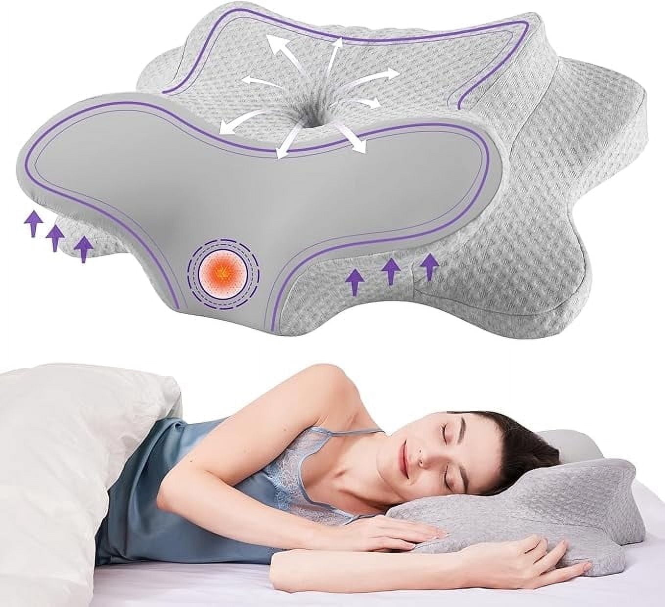Orchidleaf Cervical Pillow With Memory Foam – Ergonomic Contour For Side & Back Sleepers, Dual Height