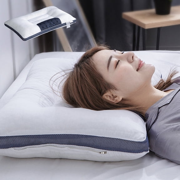 Cervical Neck Pillow for Sleeping Relief, Usupdd Adjustable Orthopedic Bed Pillow for Side Back Stomach Sleepers, 48x74cm Breathable Down Velvet Hotel Pillow for Neck Shoulder Support