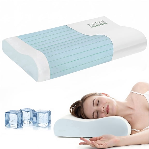 Cervical Neck Pillow for Neck Pain Relief, Cooling Contour Memory Foam Pillows, Shoulder Pain Relief, Medium Soft