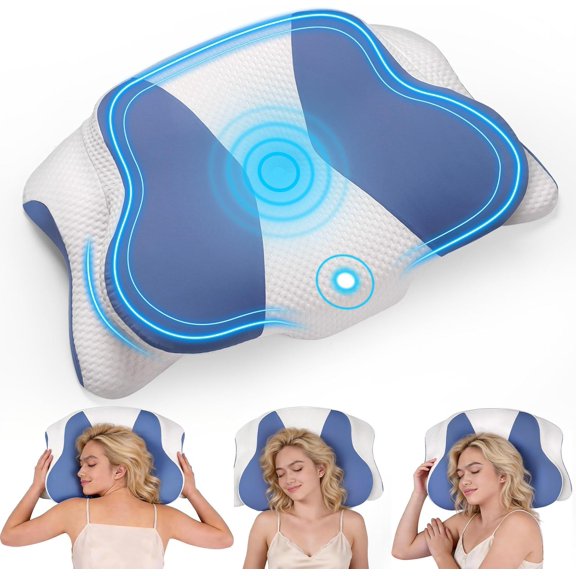Cervical Neck Pillow for leeping, Ergonomic Pillow for Neck and houlder Pain with Pillowcae, Cooling Memory Foam Pillow for ide leeper, Back leeper and tomach leeper, Blue