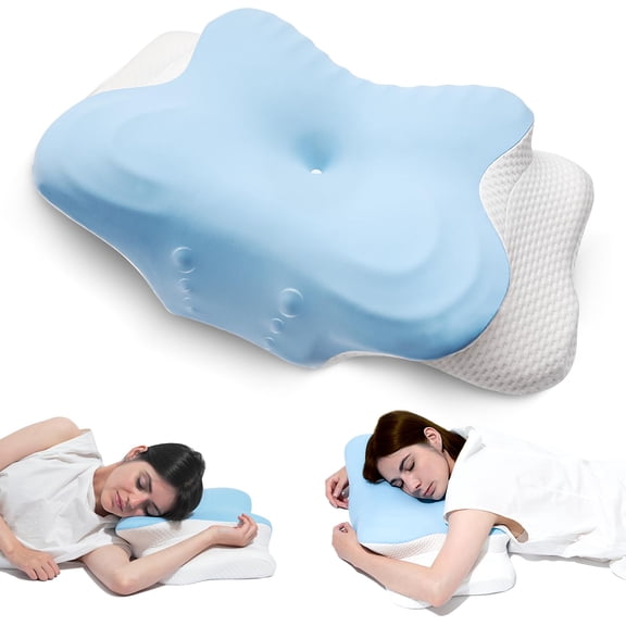 Cervical Neck Pillows with Memory Foam,Side Sleeper Pillow Ergonomic Neck Support Pillow for Side, Back, and Stomach Sleepers with Pillowcase
