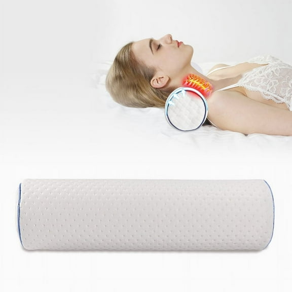Cervical Neck Roll Pillow- Memory Foam Cylinder Pillow for Sleeping, Round Pillow for Neck, Spine Discomfort, Knees and Yoga- Washable Cover