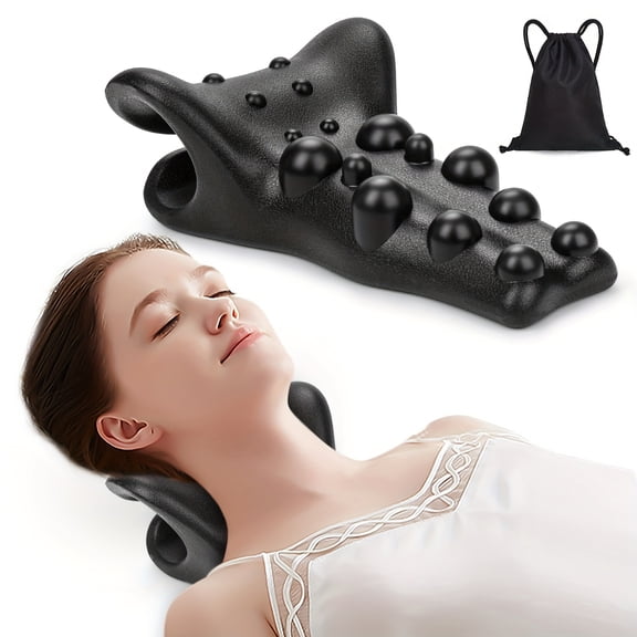 Cervical Neck Stretcher Device for Neck & Shoulder Relief, Upper Back Massage Support Pillow for Spine Alignment, Muscle Relaxation & TMJ Tension Relief