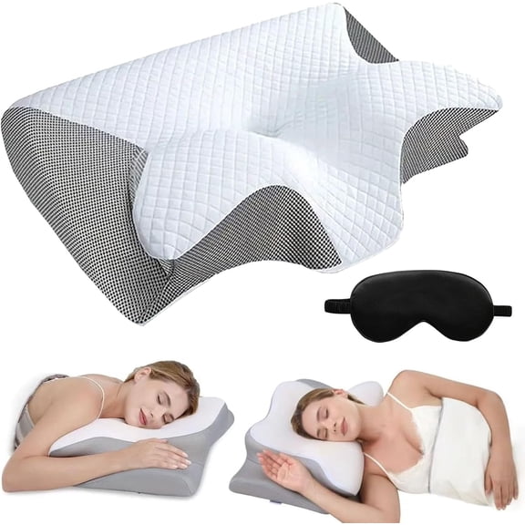 Cervical Neck Traction Pillow, 2026 New 3rd Generation Cervical Neck Pillow for Pain Relief, Contour Memory Foam Pillow, Ergonomic Neck Support Pillow for Side Back Stomach Sleepers with Pillowcase