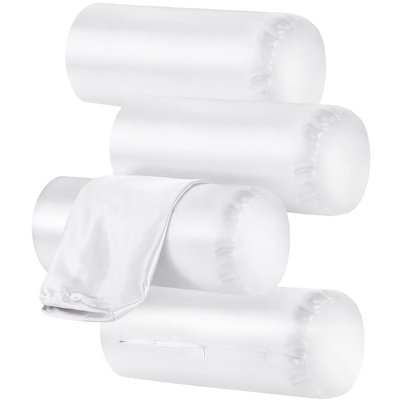 Cervical Pillow Cover,White Neck Roll Pillow Case Cover Only,Round Neck Pillow Covers with Hidden Zipper,Washable Satin Pillow Case Cover for Hair & Skin Care,Breathable,White,16 x 6 inches