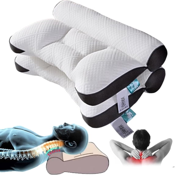 Cervical Pillow, Goose Down Pillows, 2025 Sleep Enhancing Cervical Support Comfort Goose Down Pillow, 4 Zones of Pressure, Soft Sleep Enhancing Cervical Pillow