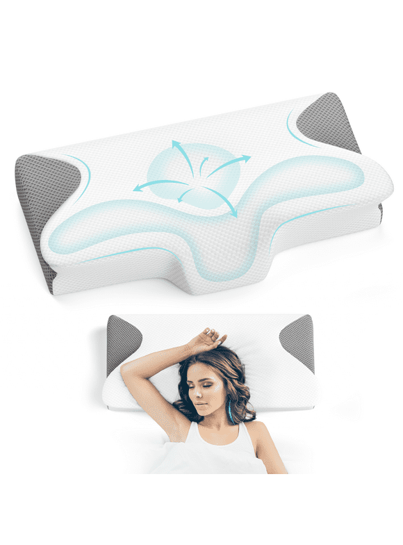 Cervical Pillow, Memory Foam Pillow for Neck and Shoulder Pain Relief, Contour Memory Foam Orthopedic Pillow for Bed, Sleeping, Stomach, Back, Side Sleepers, Best Gift for Valentine's Day