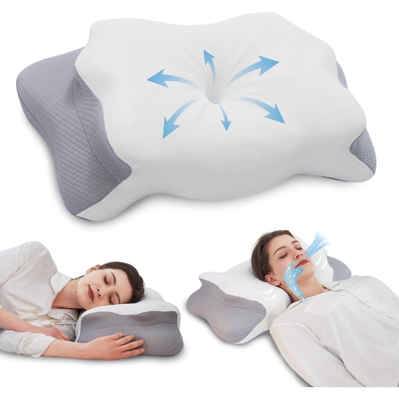 Cervical Pillow for Neck Pain Relief, 5.5"/4.3" Dual Loft Memory Foam Pillow for Side,Back Sleepers with Broad Shoulders,Orthopedic Contour with Cooling Cover, Medium Firm,White,23.6x15.7 in