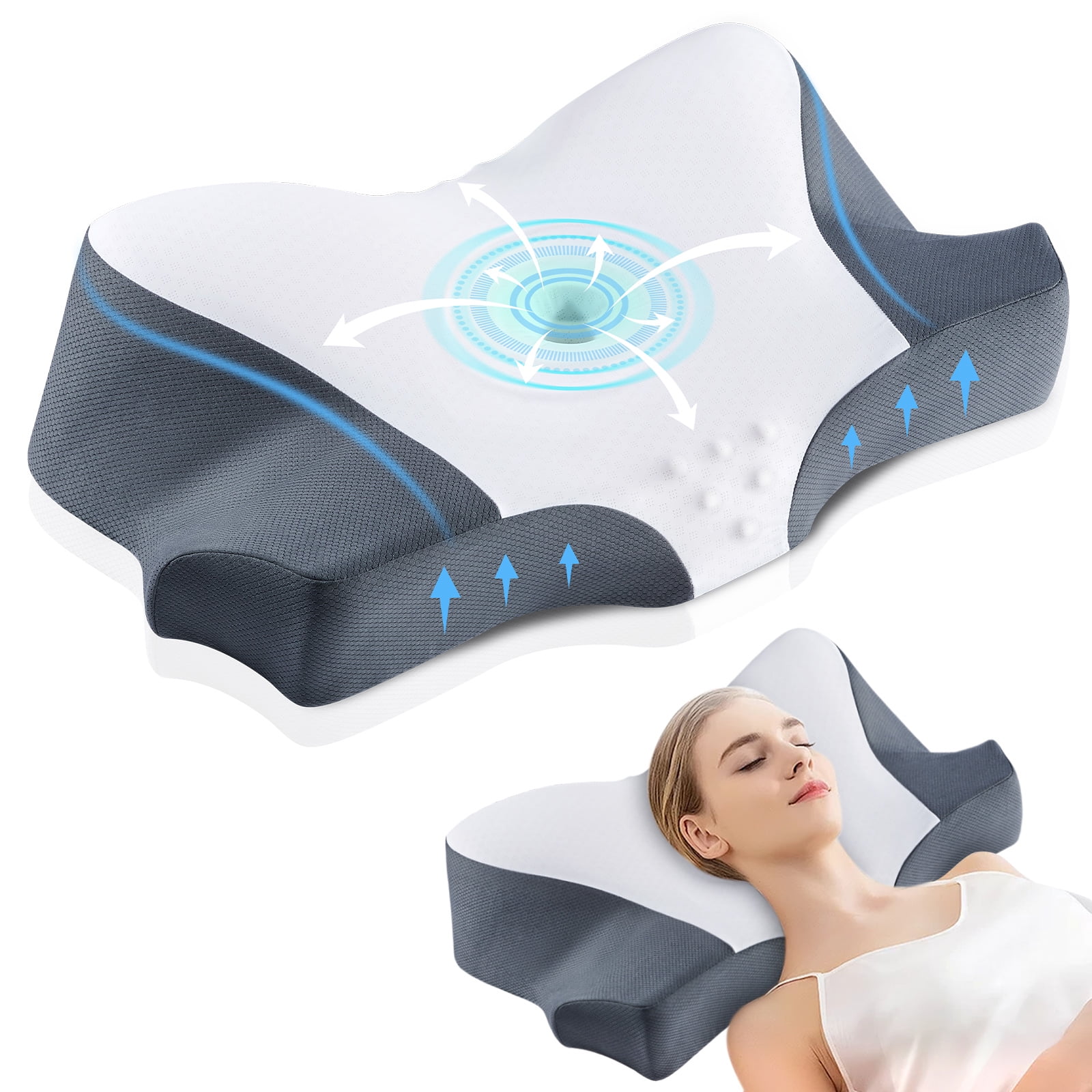 Cervical Pillow for Neck Pain Relief Contour Memory Foam Ergonomic