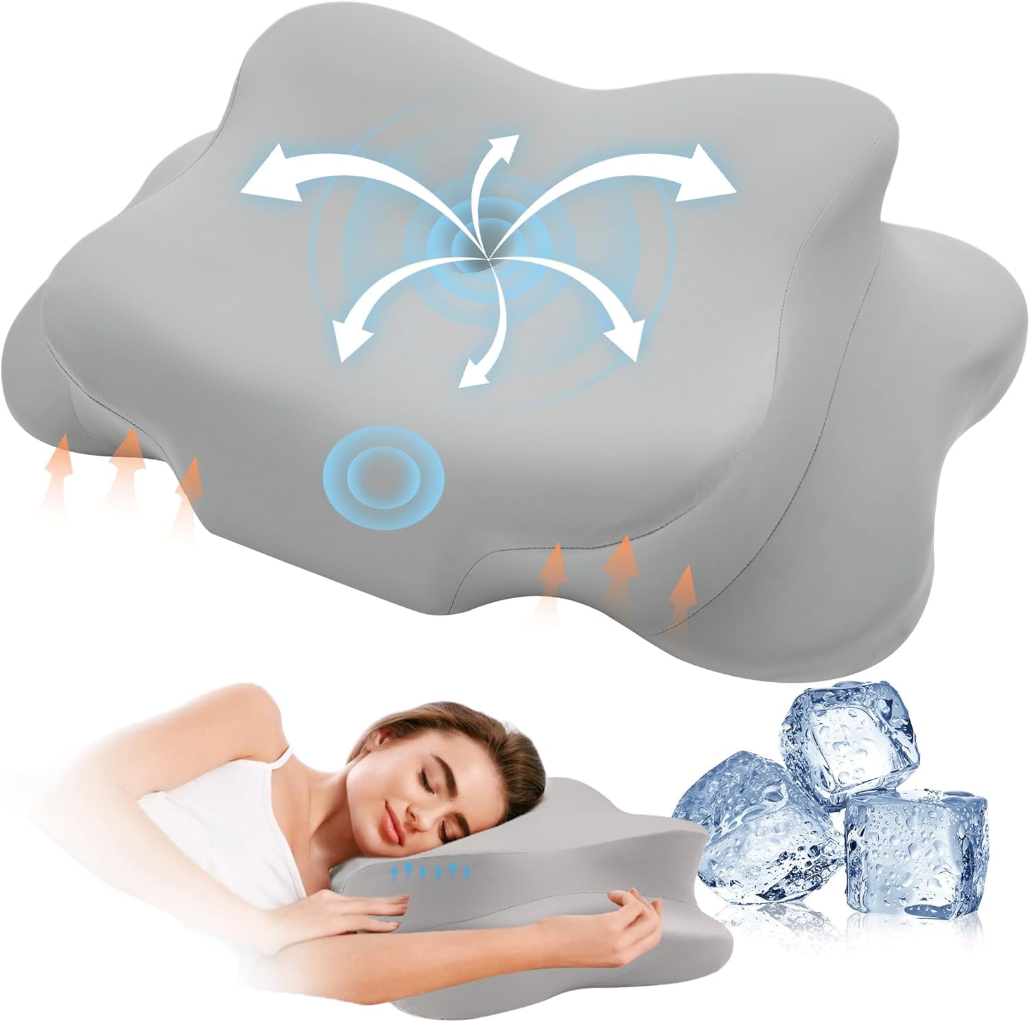 Cervical Pillow for Neck Pain Relief, Cooling Contour Memory Foam