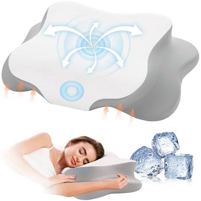 Cervical Pillow for Neck Pain Relief, Cooling Contour Memory Foam