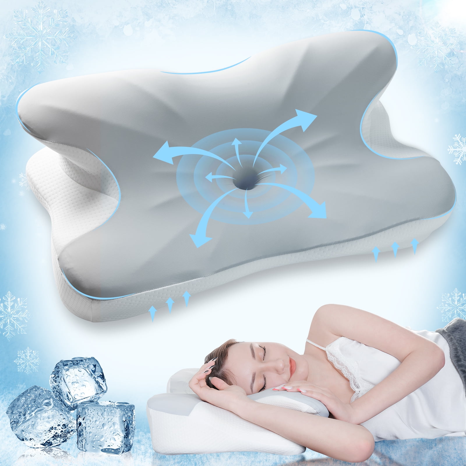 Elegear Side Sleeper Pillow Cervical Pillow for Neck Pain Relief Contour Memory Foam Pillow Ergonomic Neck Support Pillow for Side Back Stomach