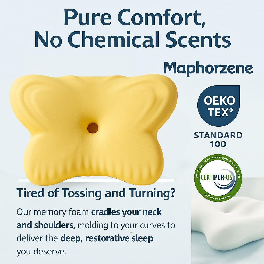 Cervical Pillow for Neck Pain & Side Sleepers Patented Ergonomic Memory ...
