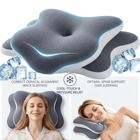 Cervical Neck Pillows, Memory Foam Pillow for Neck Pain Relief, Butterfly Contour Ergonomic Orthopedic Pillow for Neck and Shoulder, Side Back Stomach Sleepers with Washable Cover