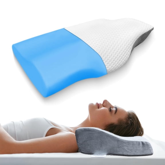 Cervical Pillow For Neck & Shoulder Pain Relief, Orthopedic Memory Foam Pillow - Grey & White | Cervical Pillow, Spondylitis - Medical Pillow | Perfect For All Sleeping Positions